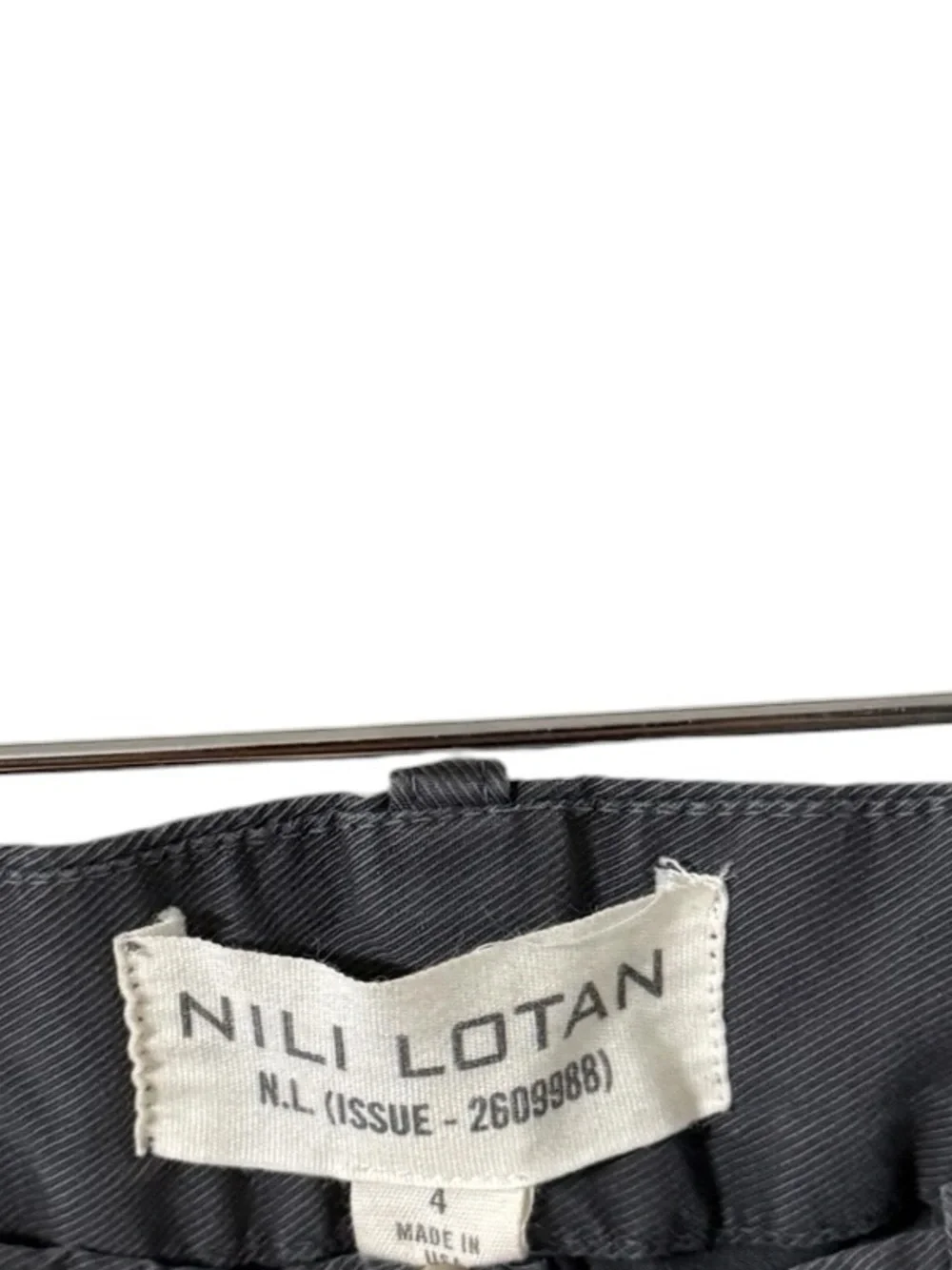NILI LOTAN East Hampton Gray Slim Straight Trousers Pants Chinos